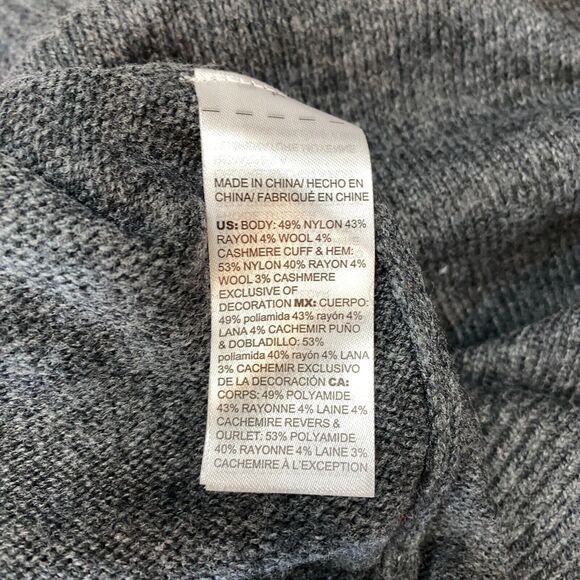 Chico's Sweater Women's S Gray Embroidered Cheetah Ribbed Sleeve & Hem Crew Neck - Picture 9 of 11